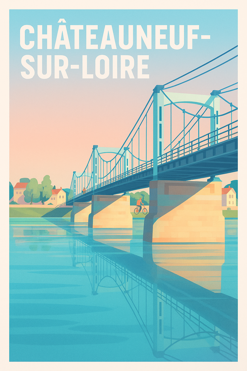 Affiche de Châteauneuf-sur-Loire - Le Pont Suspendu au Cœur de la Loire