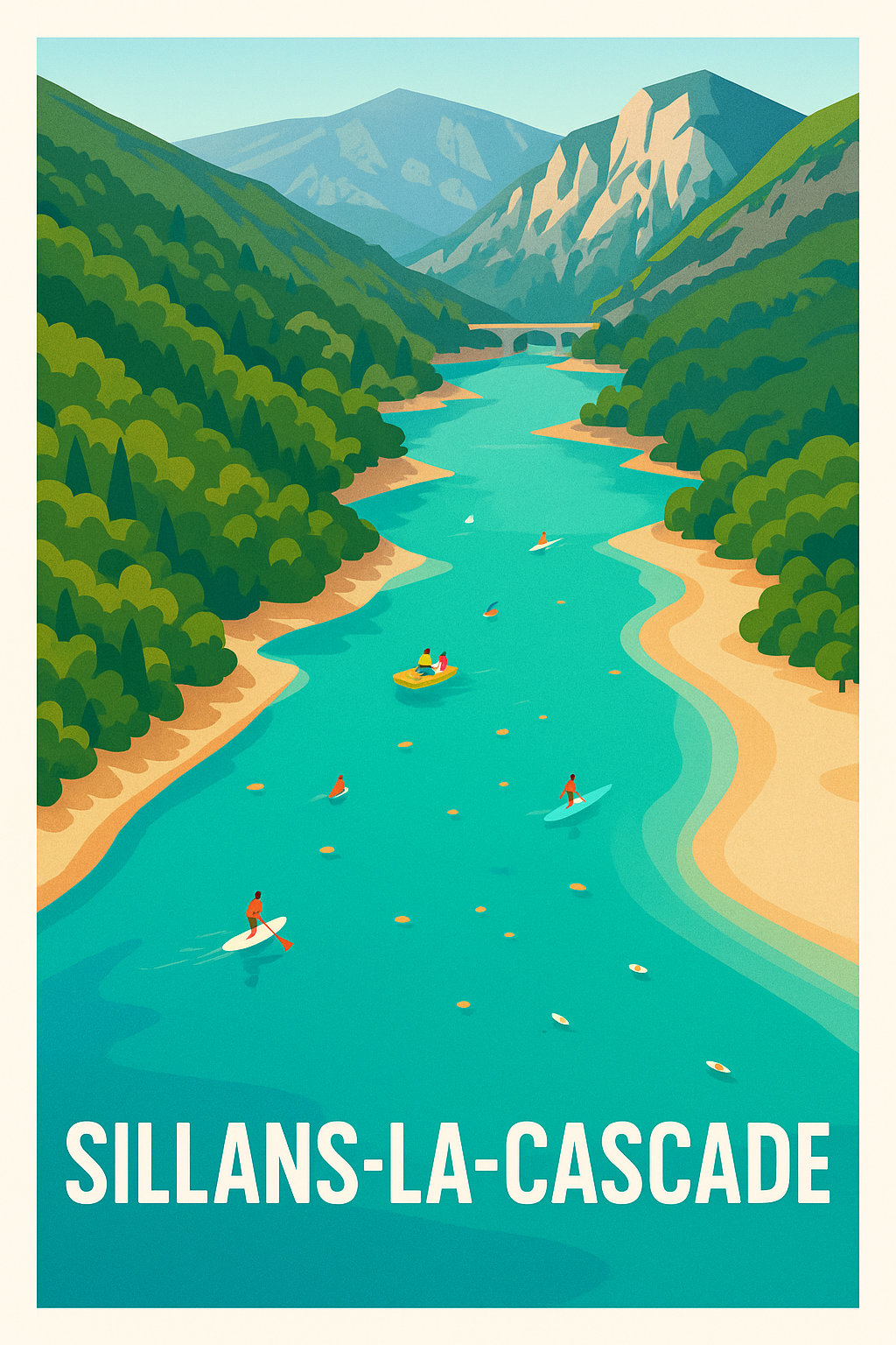 Affiche Sillans-la-Cascade — Évasion au fil de l'eau · poster d'art de Sillans-la-Cascade