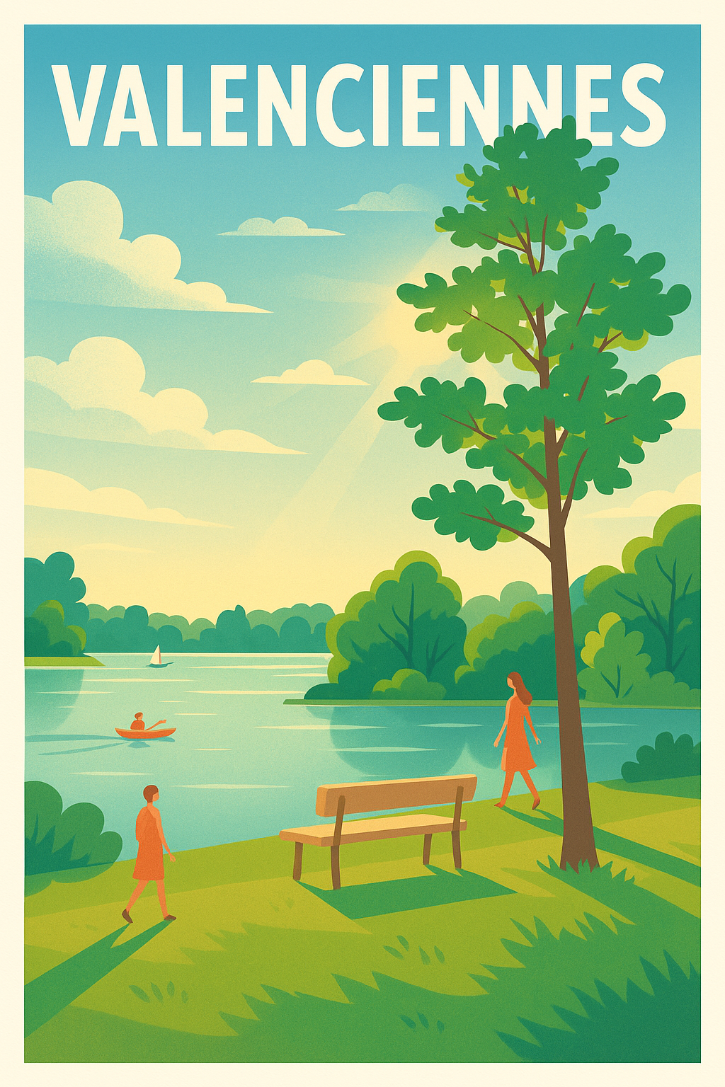 Affiche Valenciennes — L'évasion au bord de l'eau · poster d'art de Valenciennes