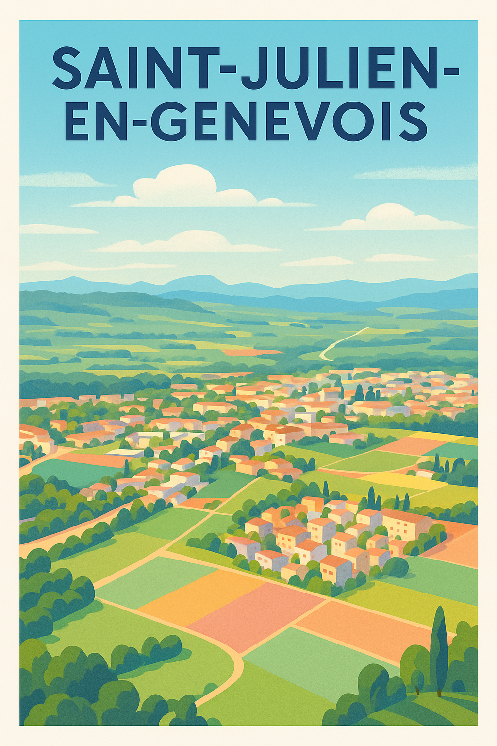 Affiche de Saint-Julien-en-Genevois - Vue panoramique champêtre