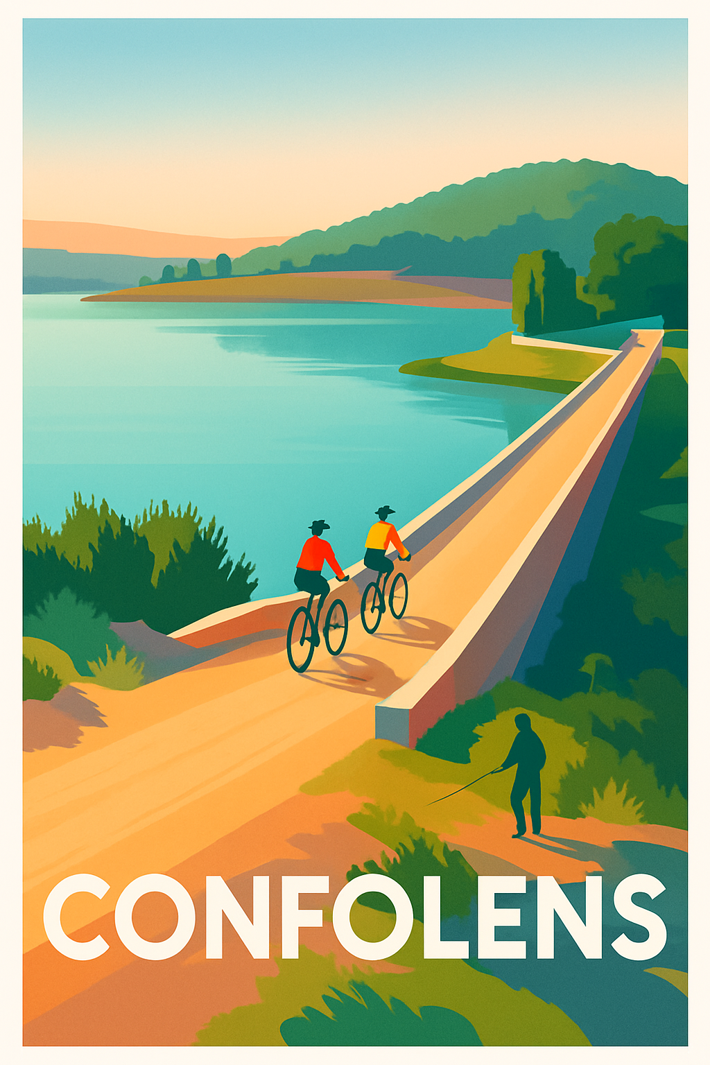 Charente France Pas de Cadre / 20 × 30cm Affiche de Confolens - Évasion au fil de l'eau et des chemins