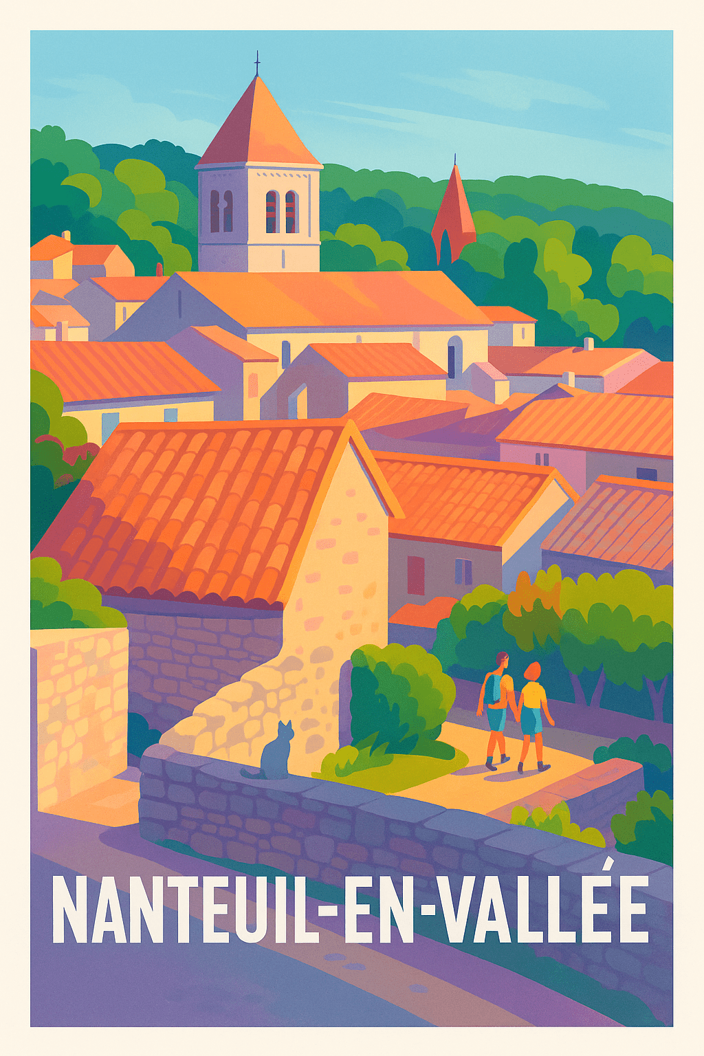 Charente France Pas de Cadre / 20 × 30cm Affiche de Nanteuil-en-Vallée - Charme et Sérénité en Terres Charentaises