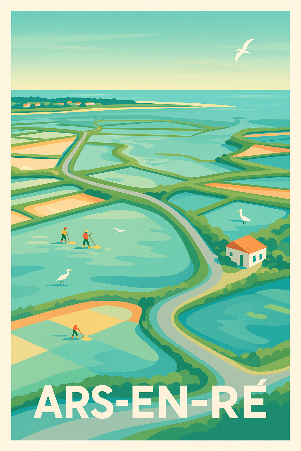 Affiche Ars-en-Ré — Évasion au cœur des marais salants · poster d'art de Ars-en-Ré