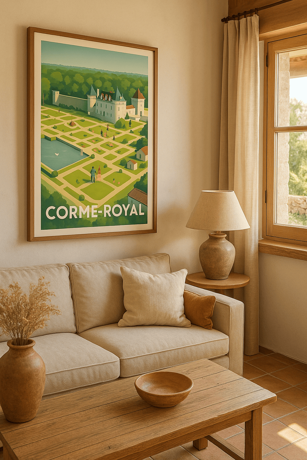 Charente-Maritime France Affiche de Corme-Royal - Flânerie au Château et Jardins à la Française