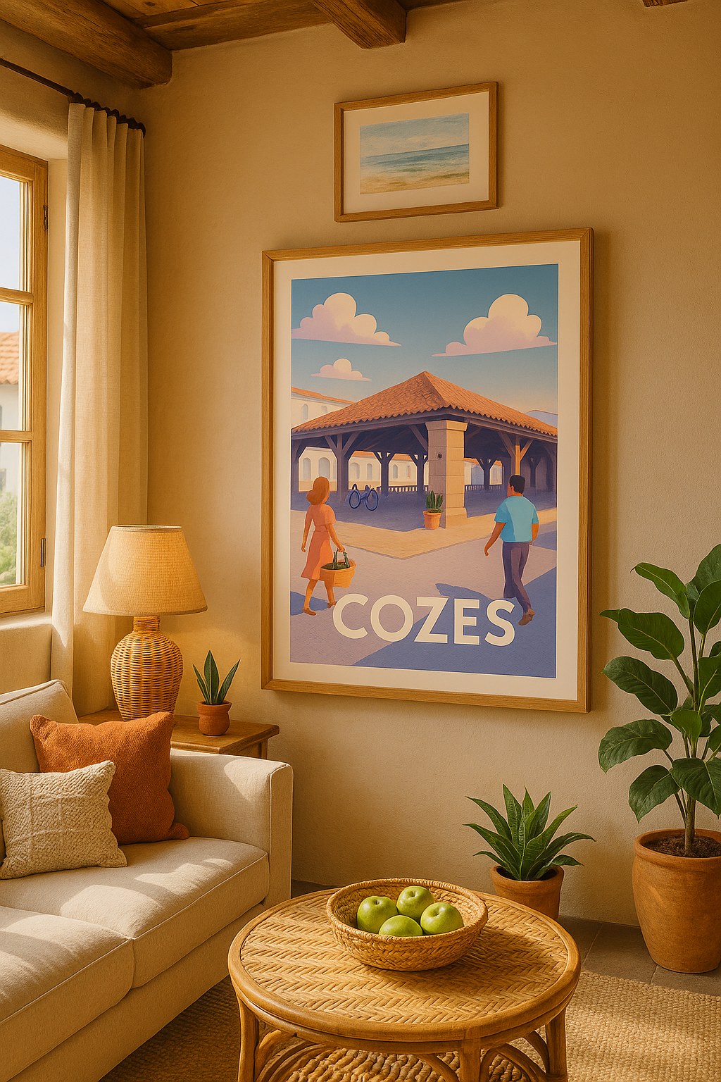 Charente-Maritime France Affiche de Cozes - Charme paisible et authenticité d'un marché couvert