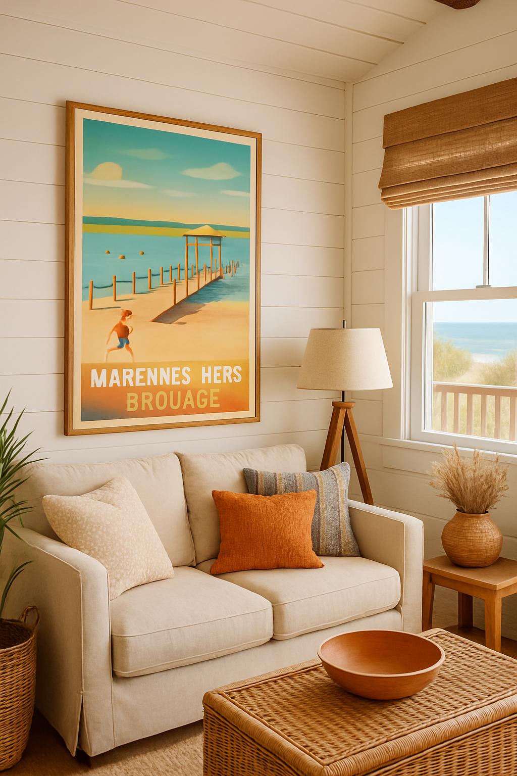 Charente-Maritime France Affiche de Marennes-Hiers-Brouage - Évasion balnéaire et détente au ponton