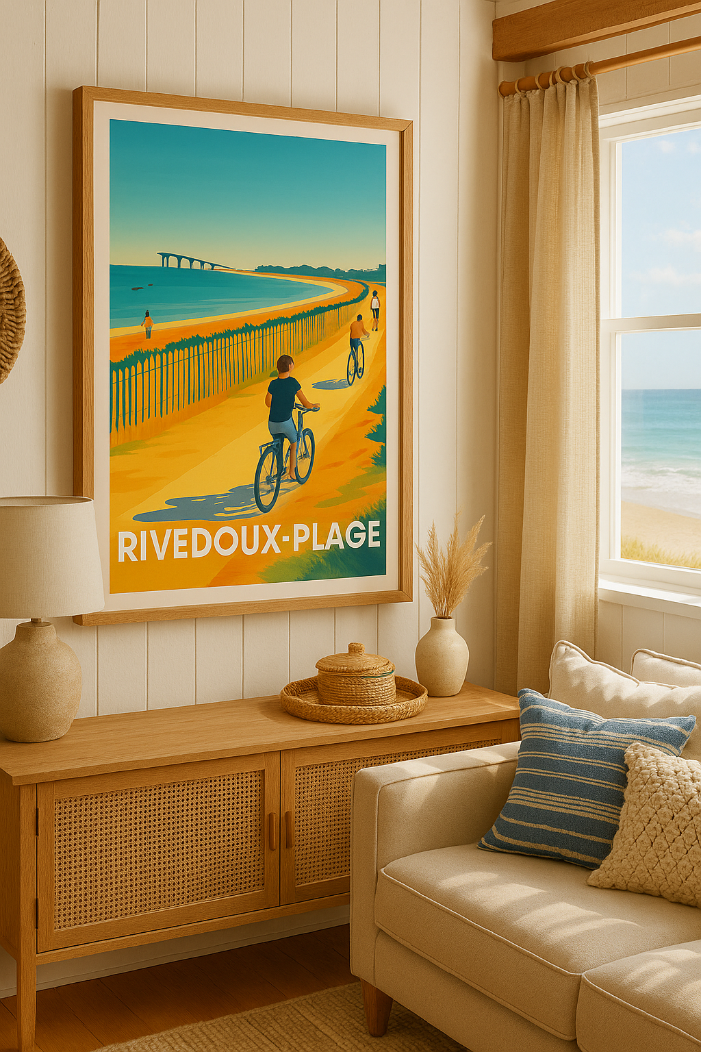 Charente-Maritime France Affiche de Rivedoux-Plage - Escapade en bord de mer à vélo