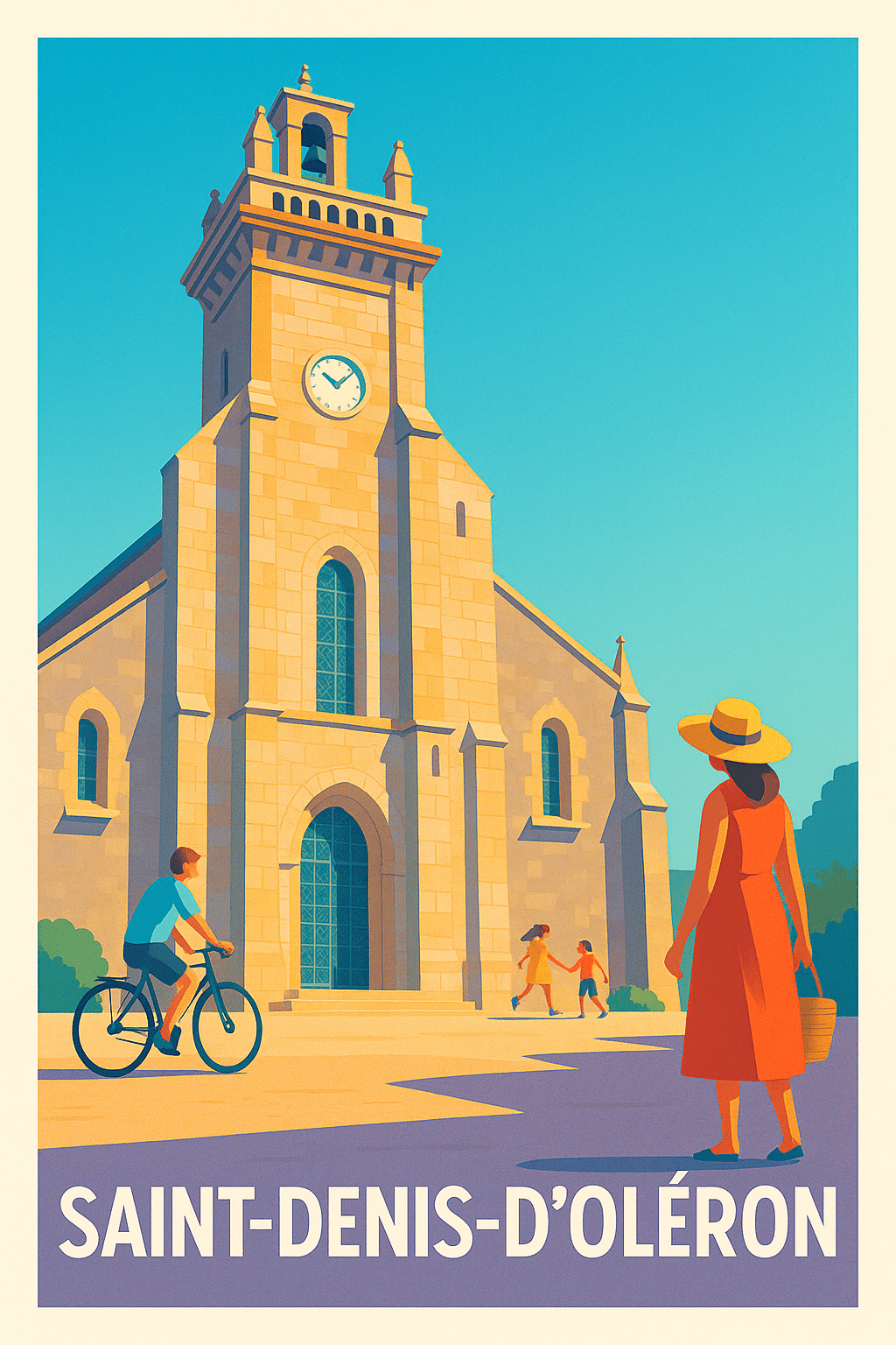Charente-Maritime France Affiche de Saint-Denis-d'Oléron - Charme et lumière au cœur de l'île