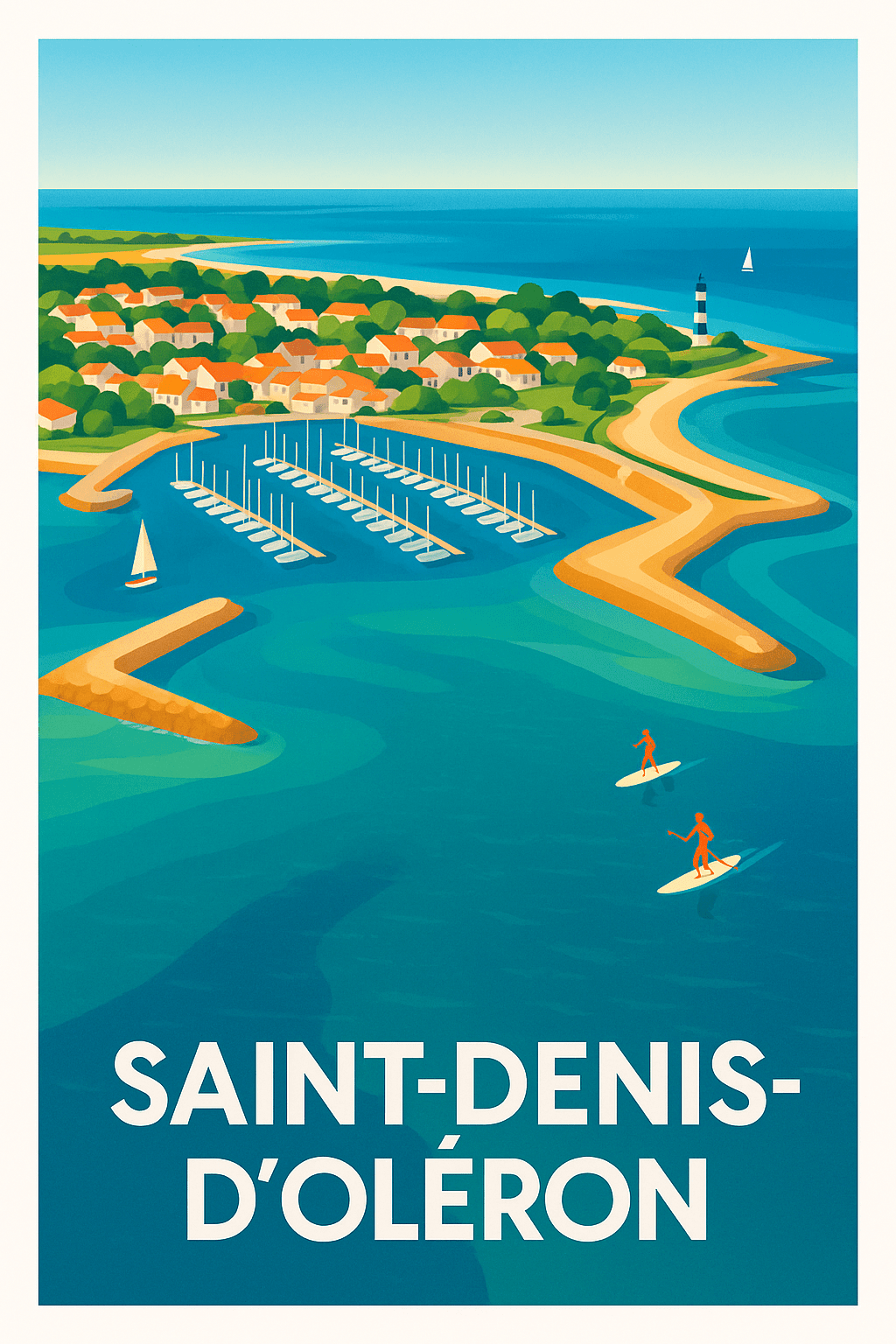 Charente-Maritime France Affiche de Saint-Denis-d'Oléron - Évasion côtière ensoleillée
