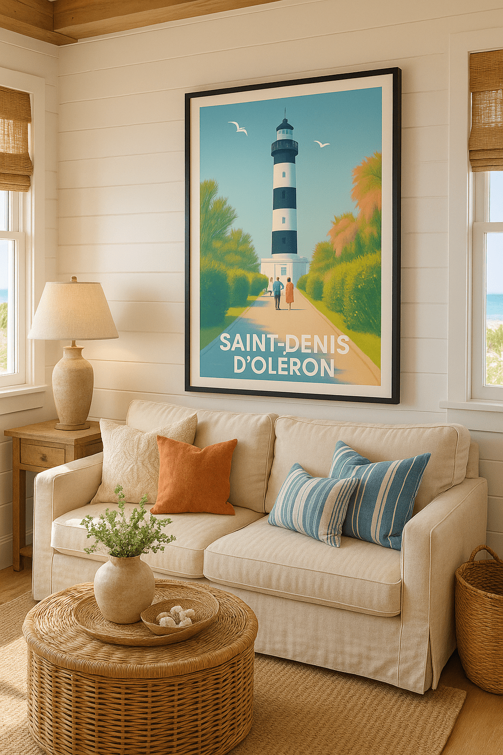 Affiche Saint-Denis d'Oléron — L'élégance du phare au bord de la nature · poster d'art de Saint-Denis d'Oléron