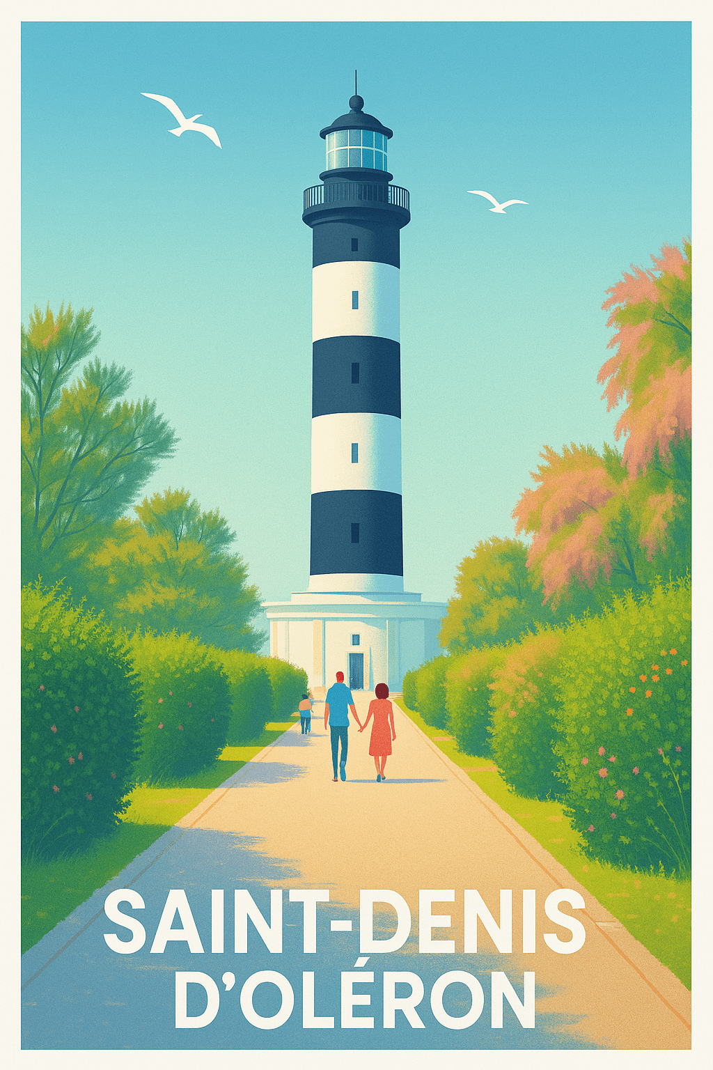 Charente-Maritime France Affiche de Saint-Denis d'Oléron - L'élégance du phare au bord de la nature