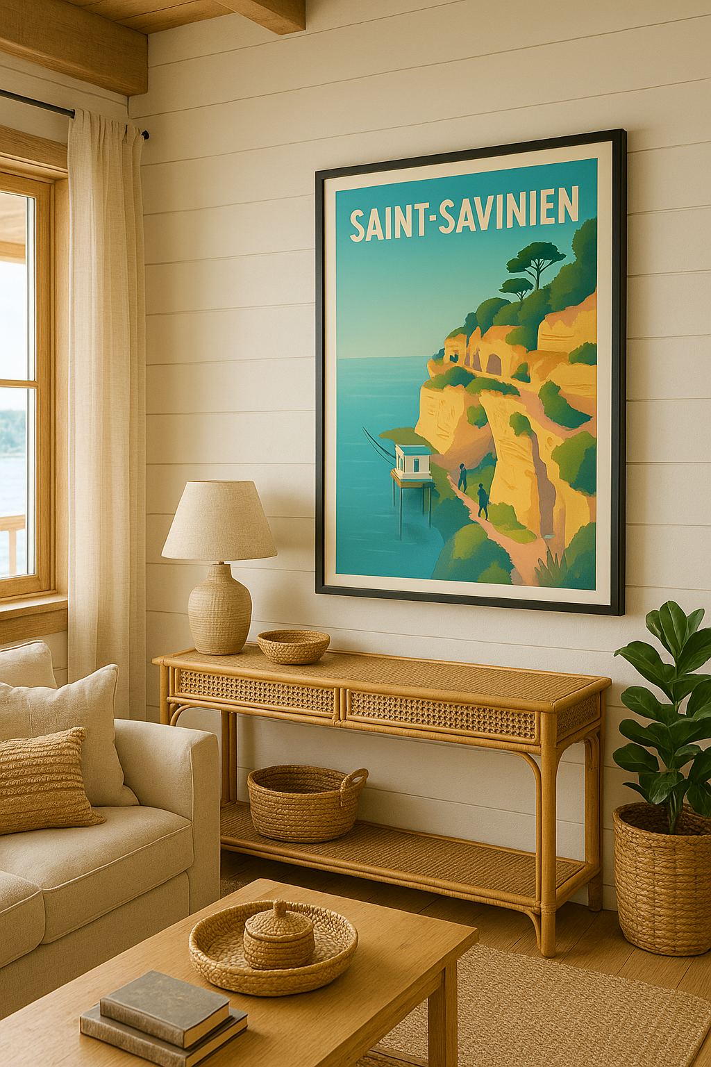 Charente-Maritime France Affiche de Saint-Savinien - Charme côtier et falaises dorées