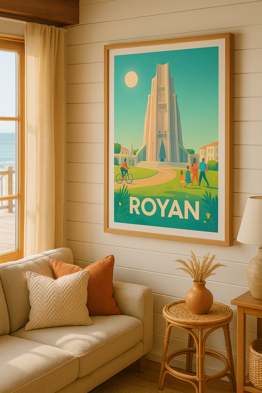 Affiche Royan — L'emblématique église Notre-Dame en pleine lumière · poster d'art de Royan