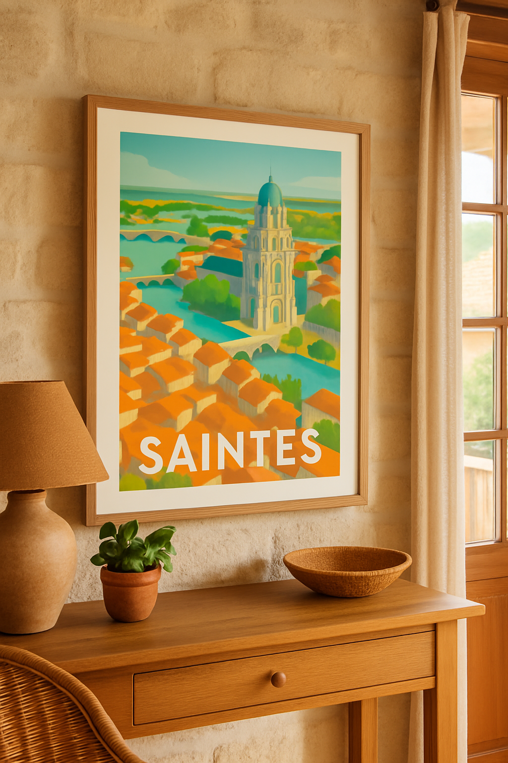 Affiche Saintes — Charme et histoire au fil de la Charente · poster d'art de Saintes