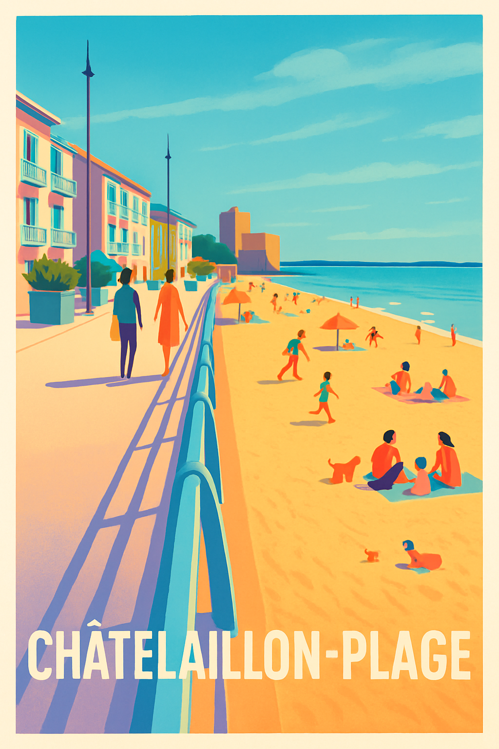 Charente-Maritime France Pas de Cadre / 20 × 30cm Affiche de Châtelaillon-Plage - Escapade ensoleillée au bord de l'océan