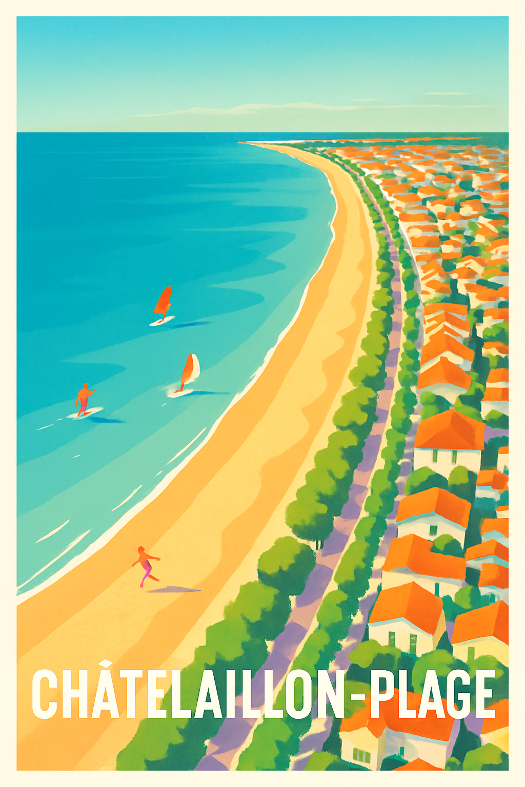 Charente-Maritime France Pas de Cadre / 20 × 30cm Affiche de Châtelaillon-Plage - Évasion et douceur au bord de l'océan