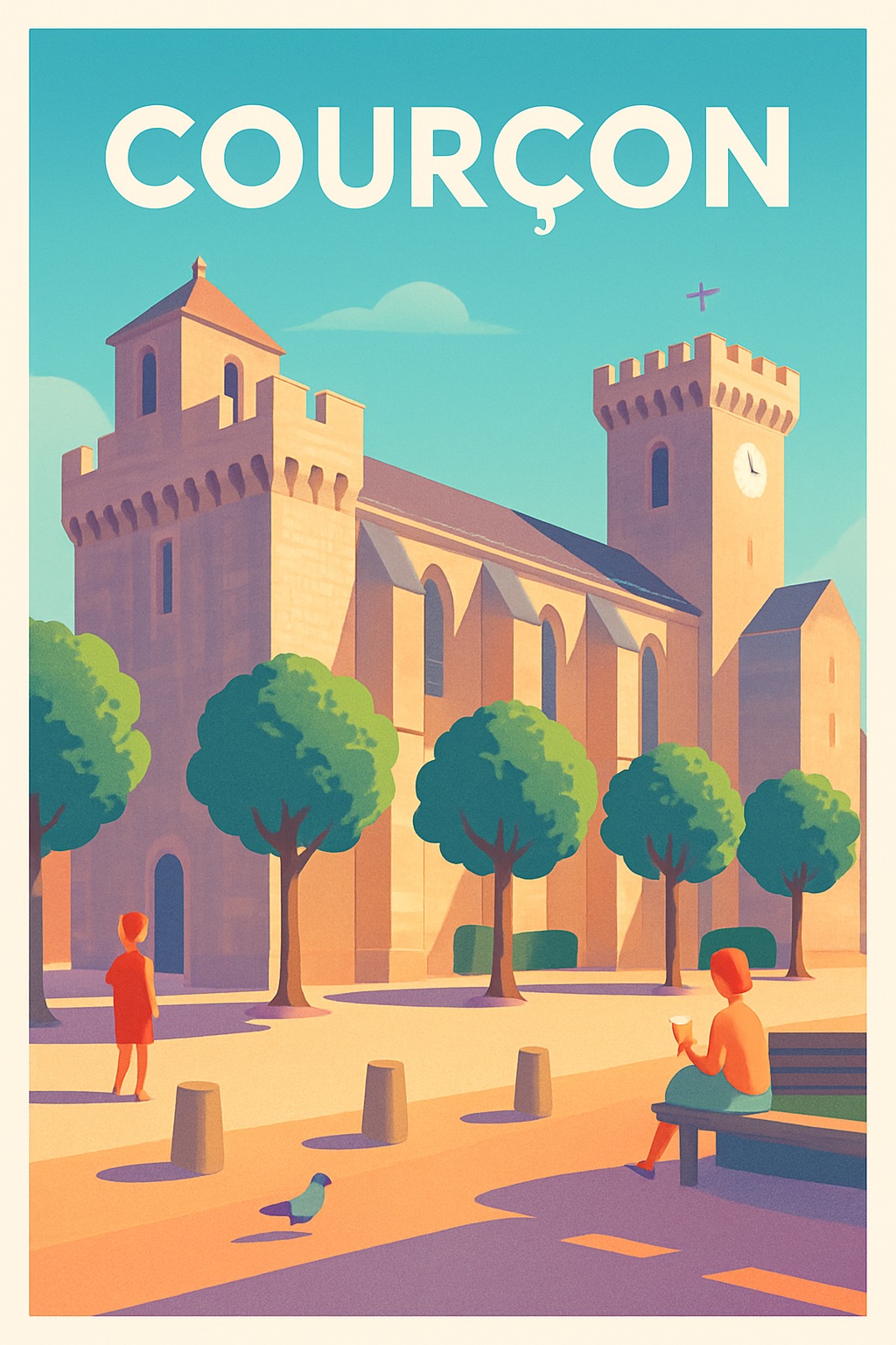 Charente-Maritime France Pas de Cadre / 20 × 30cm Affiche de Courçon - Charme ensoleillé du sud-ouest