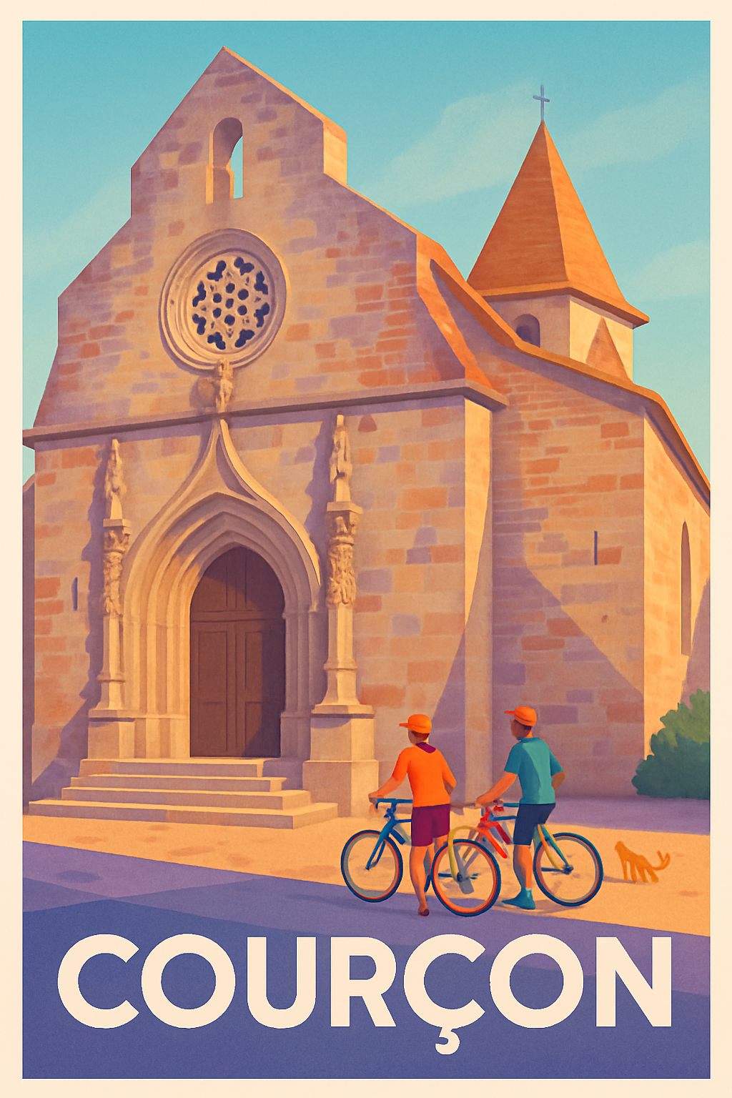 Affiche Courçon — Charme et patrimoine à vélo · poster d'art de Courçon