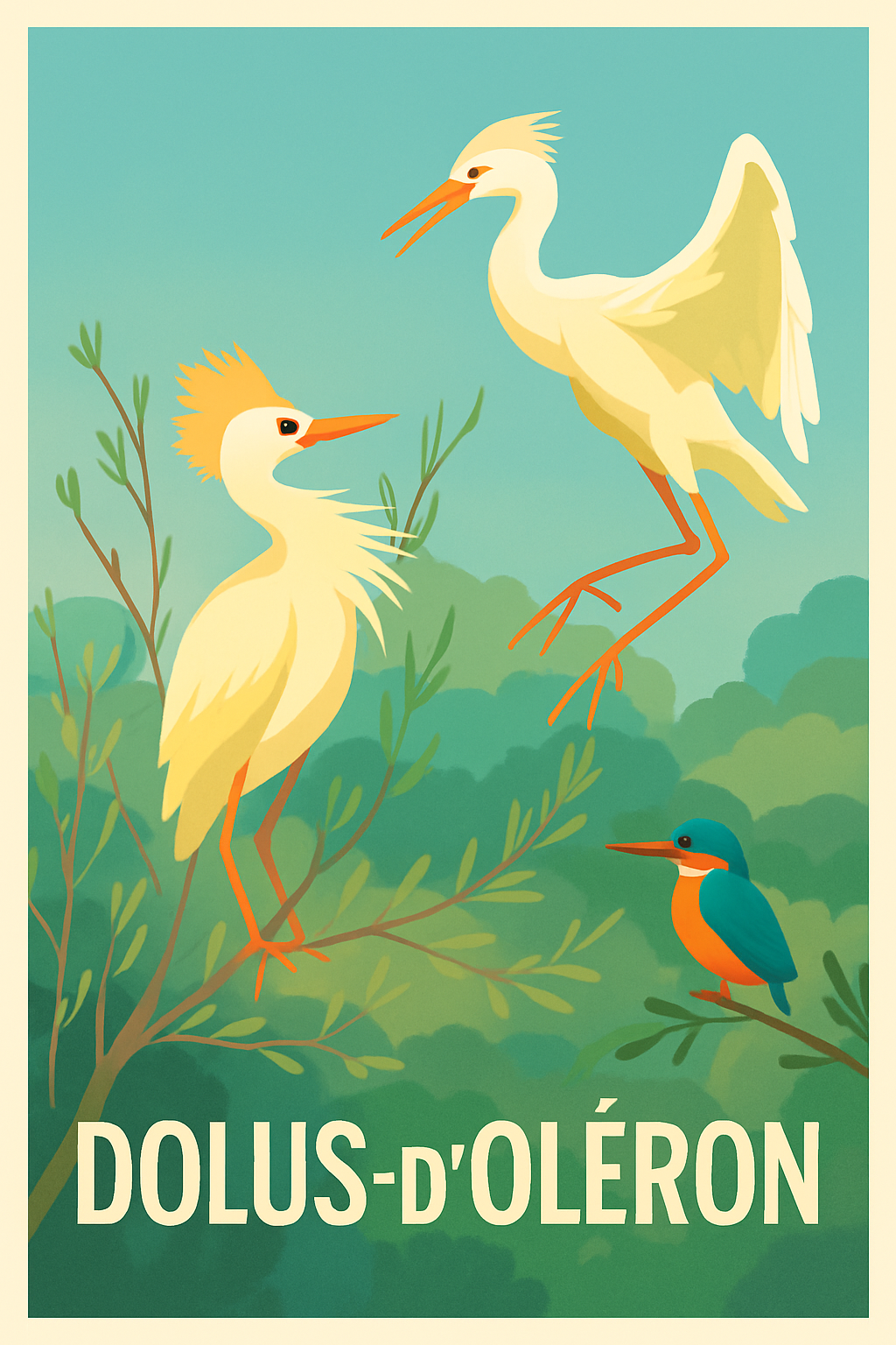 Charente-Maritime France Pas de Cadre / 20 × 30cm Affiche de Dolus-d'Oléron - La nature sauvage en art vintage
