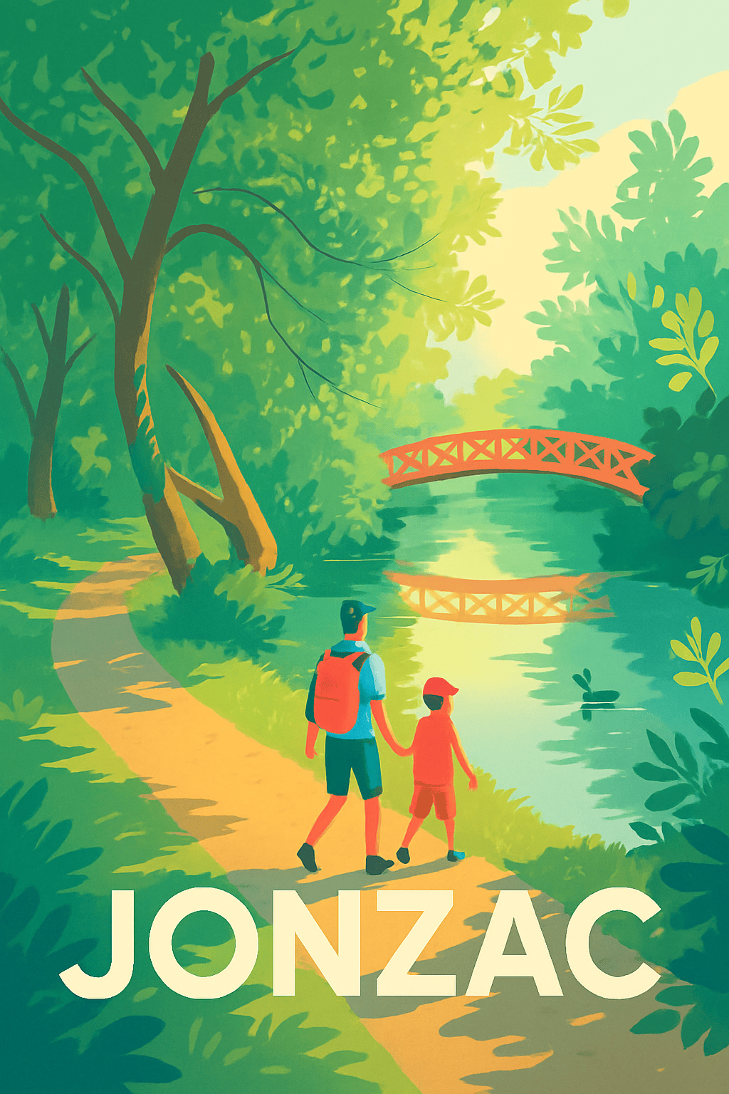 Charente-Maritime France Pas de Cadre / 20 × 30cm Affiche de Jonzac - Promenade paisible au bord de l'eau