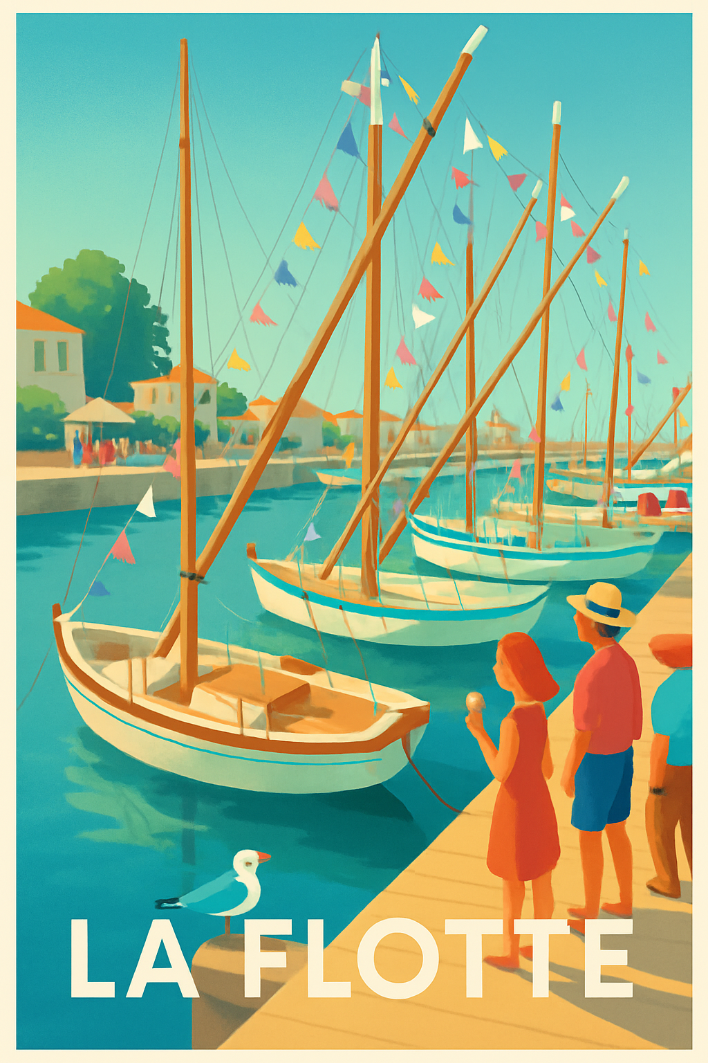Charente-Maritime France Pas de Cadre / 20 × 30cm Affiche de La Flotte - Escapade maritime en douceur