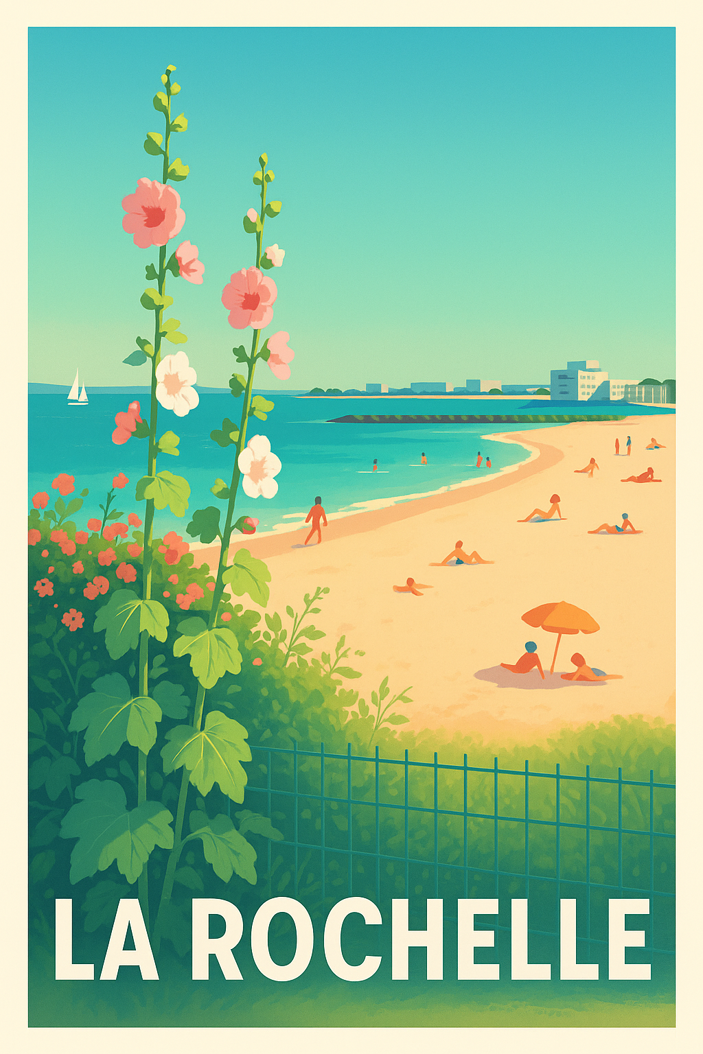 Affiche La Rochelle — Plages ensoleillées et douceur de vivre · poster d'art de La Rochelle