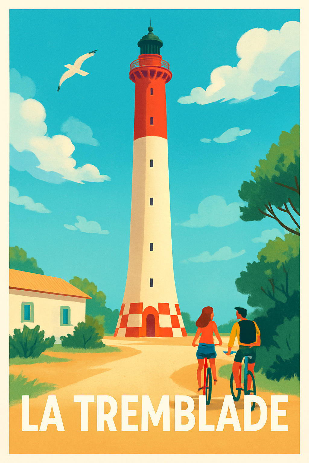 Charente-Maritime France Pas de Cadre / 20 × 30cm Affiche de La Tremblade - Escapade au phare iconique