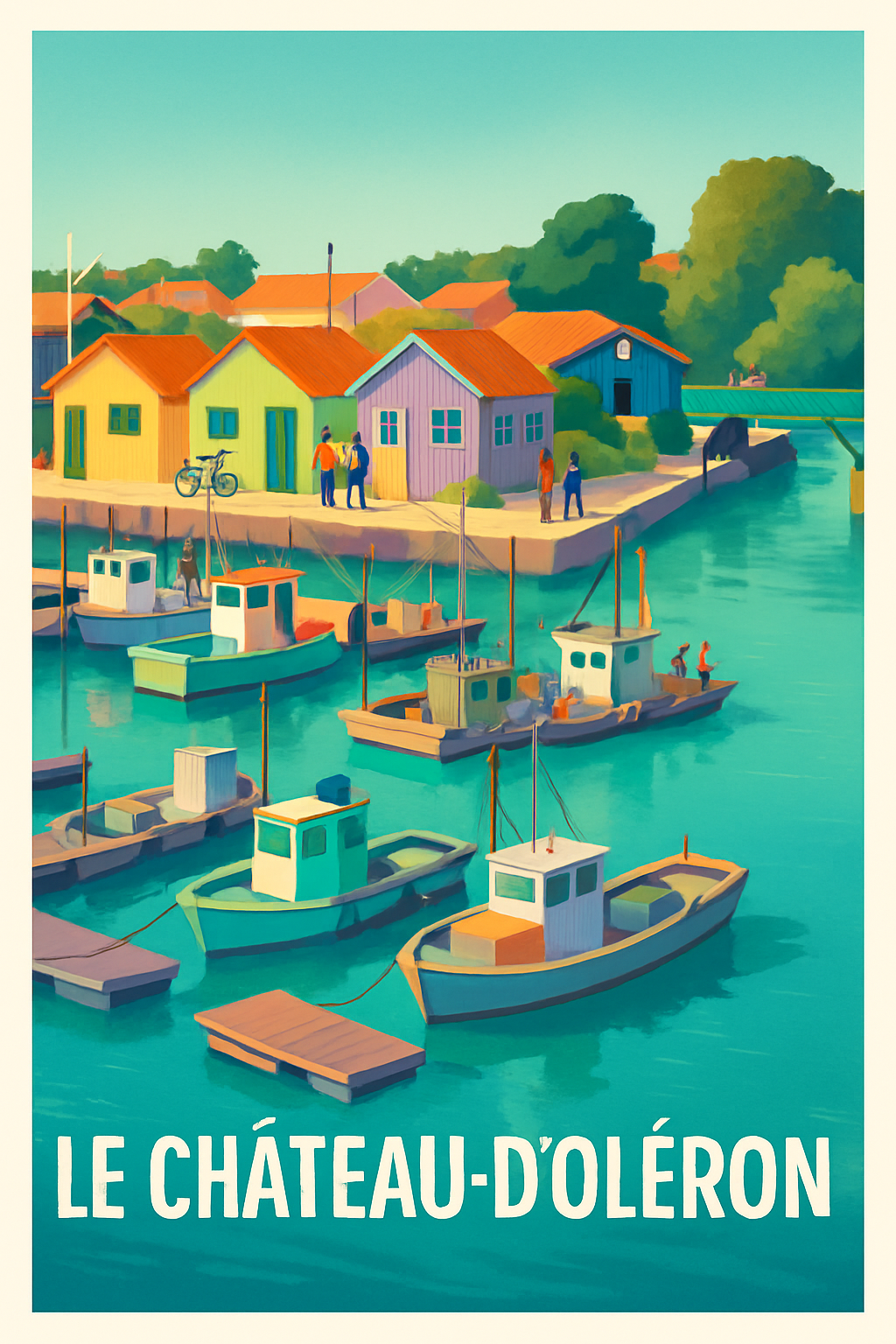 Charente-Maritime France Pas de Cadre / 20 × 30cm Affiche de Le Château-d'Oléron - Charme et couleurs du port maritime
