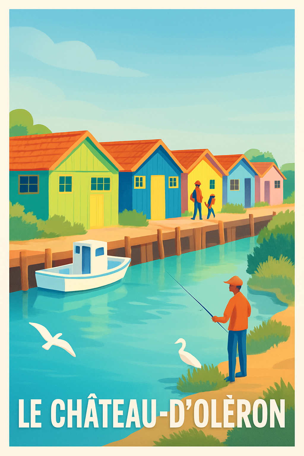 Charente-Maritime France Pas de Cadre / 20 × 30cm Affiche de Le Château-d'Oléron - Charme et Couleurs Maritimes