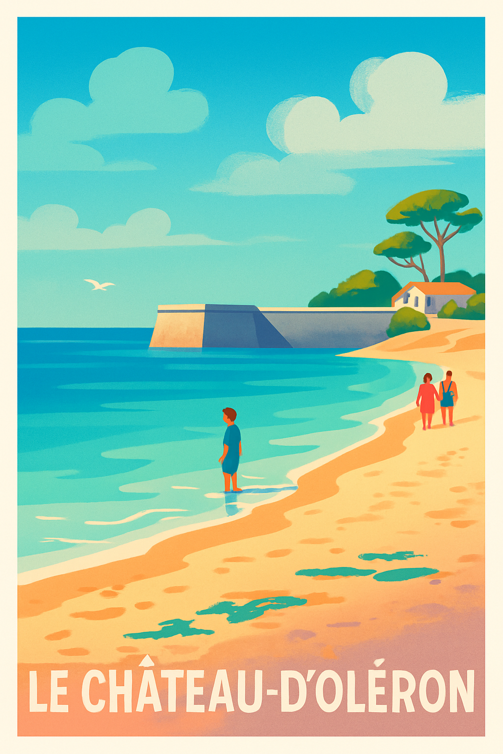 Charente-Maritime France Pas de Cadre / 20 × 30cm Affiche de Le Château-d'Oléron - Plage et douceur de vivre en bord de mer
