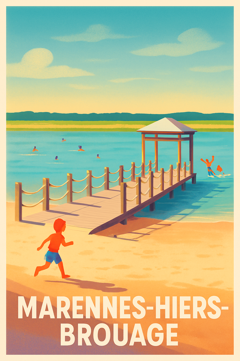 Affiche Marennes-Hiers-Brouage — Évasion balnéaire et détente au ponton · poster d'art de Marennes-Hiers-Brouage