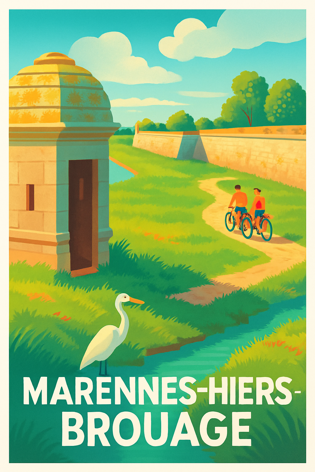Charente-Maritime France Pas de Cadre / 20 × 30cm Affiche de Marennes-Hiers-Brouage - Nature et patrimoine à vélo