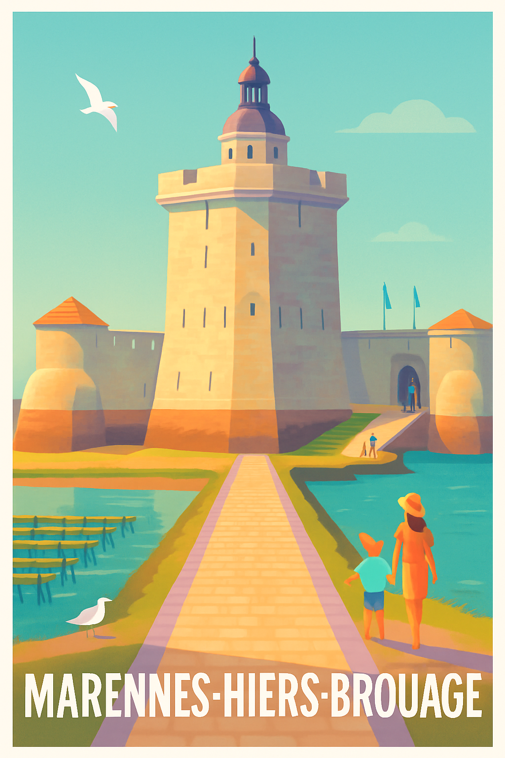Charente-Maritime France Pas de Cadre / 20 × 30cm Affiche de Marennes-Hiers-Brouage - Promenade au cœur de l'histoire