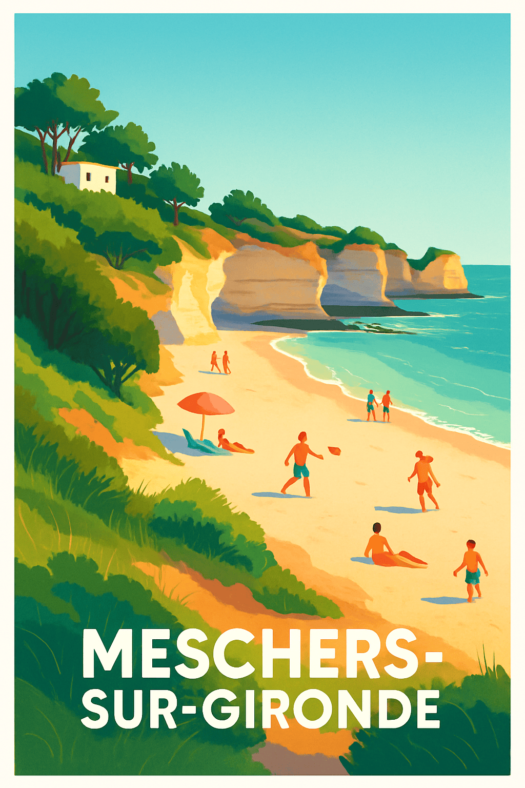 Charente-Maritime France Pas de Cadre / 20 × 30cm Affiche de Meschers-sur-Gironde - Évasion et douceur de vivre au bord de la mer