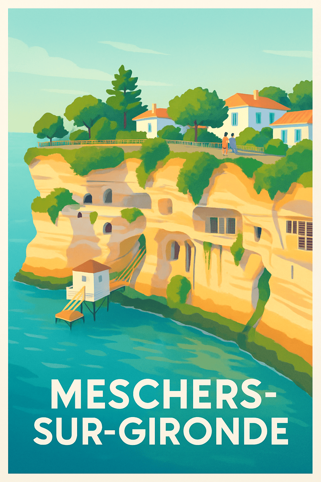 Charente-Maritime France Pas de Cadre / 20 × 30cm Affiche de Meschers-sur-Gironde - Le charme côtier des falaises sculptées