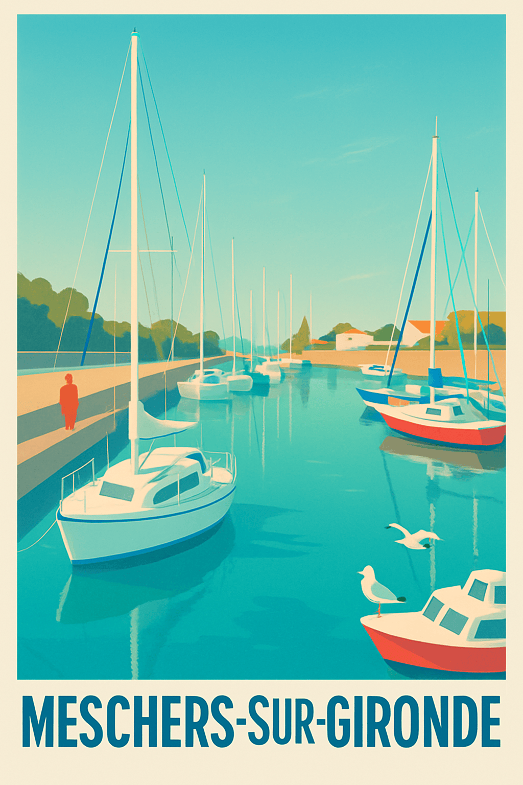 Charente-Maritime France Pas de Cadre / 20 × 30cm Affiche de Meschers-sur-Gironde - Sérénité au bord de l'eau