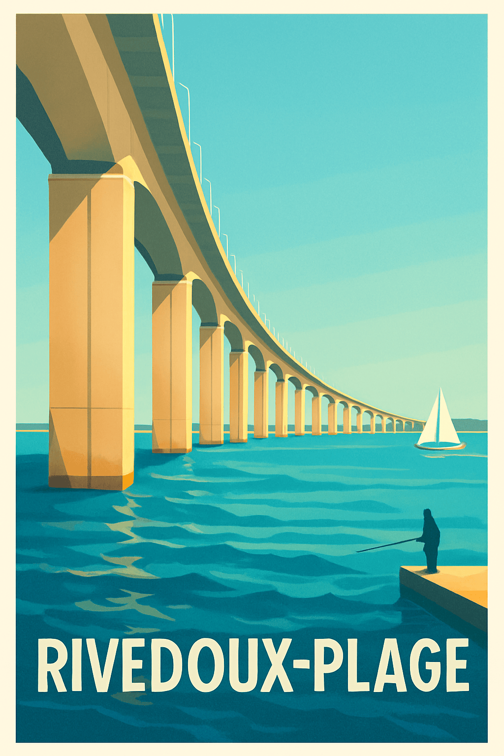 Charente-Maritime France Pas de Cadre / 20 × 30cm Affiche de Rivedoux-Plage - Voyage au cœur du pont iconique