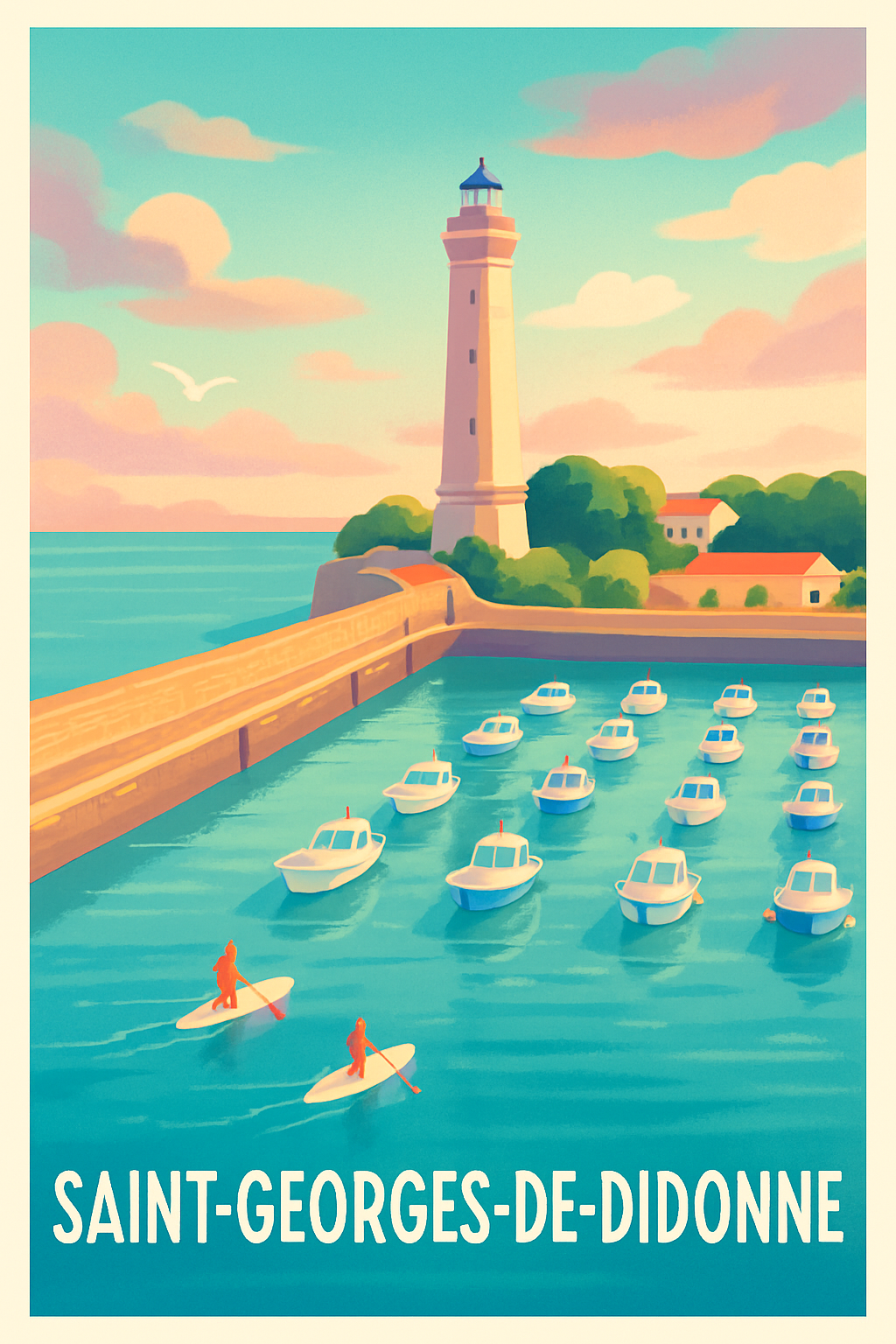 Charente-Maritime France Pas de Cadre / 20 × 30cm Affiche de Saint-Georges-de-Didonne - Charme marin et éclairage du phare