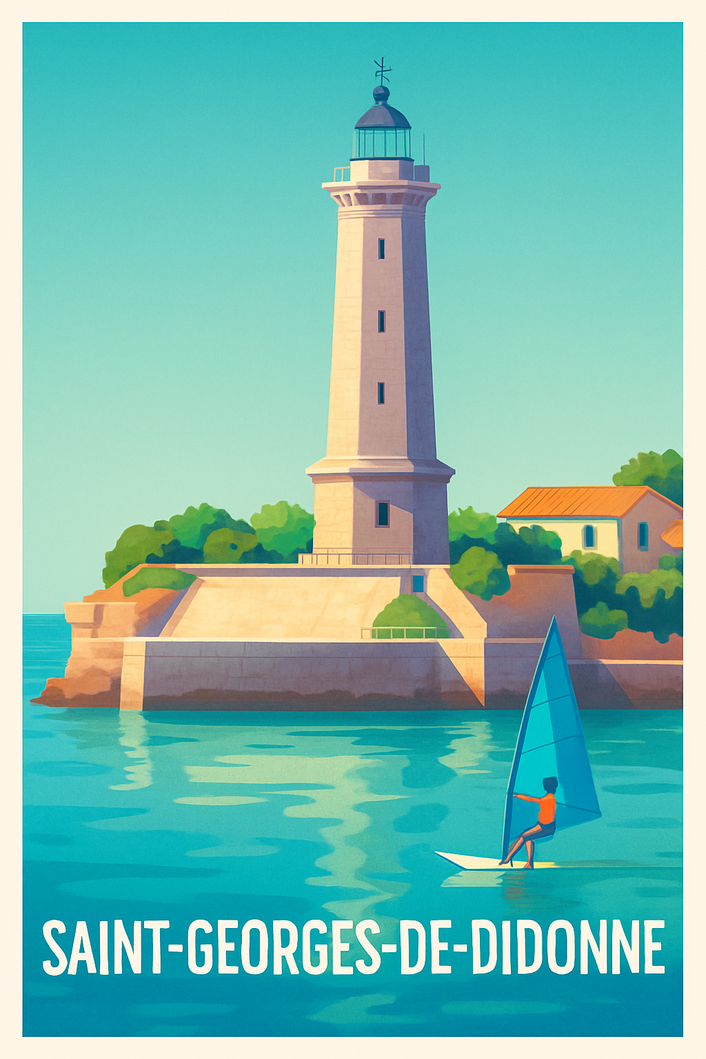 Charente-Maritime France Pas de Cadre / 20 × 30cm Affiche de Saint-Georges-de-Didonne - L'élégance du phare maritime