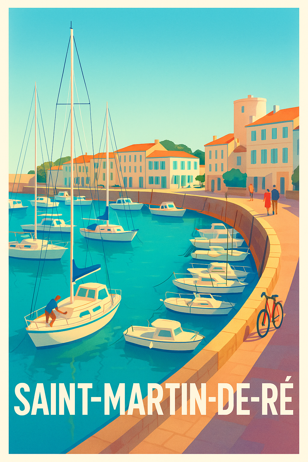 Charente-Maritime France Pas de Cadre / 20 × 30cm Affiche de Saint-Martin-de-Ré - L'élégance tranquille du port insulaire