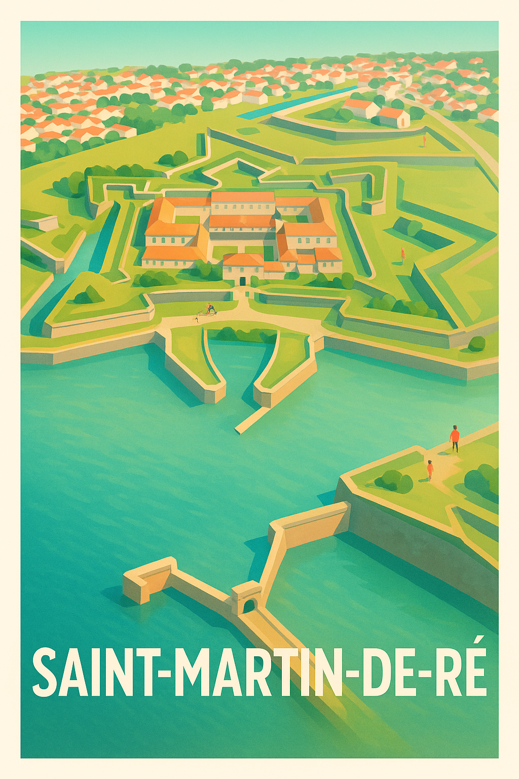 Charente-Maritime France Pas de Cadre / 20 × 30cm Affiche de Saint-Martin-de-Ré - Vue emblématique de la citadelle maritime