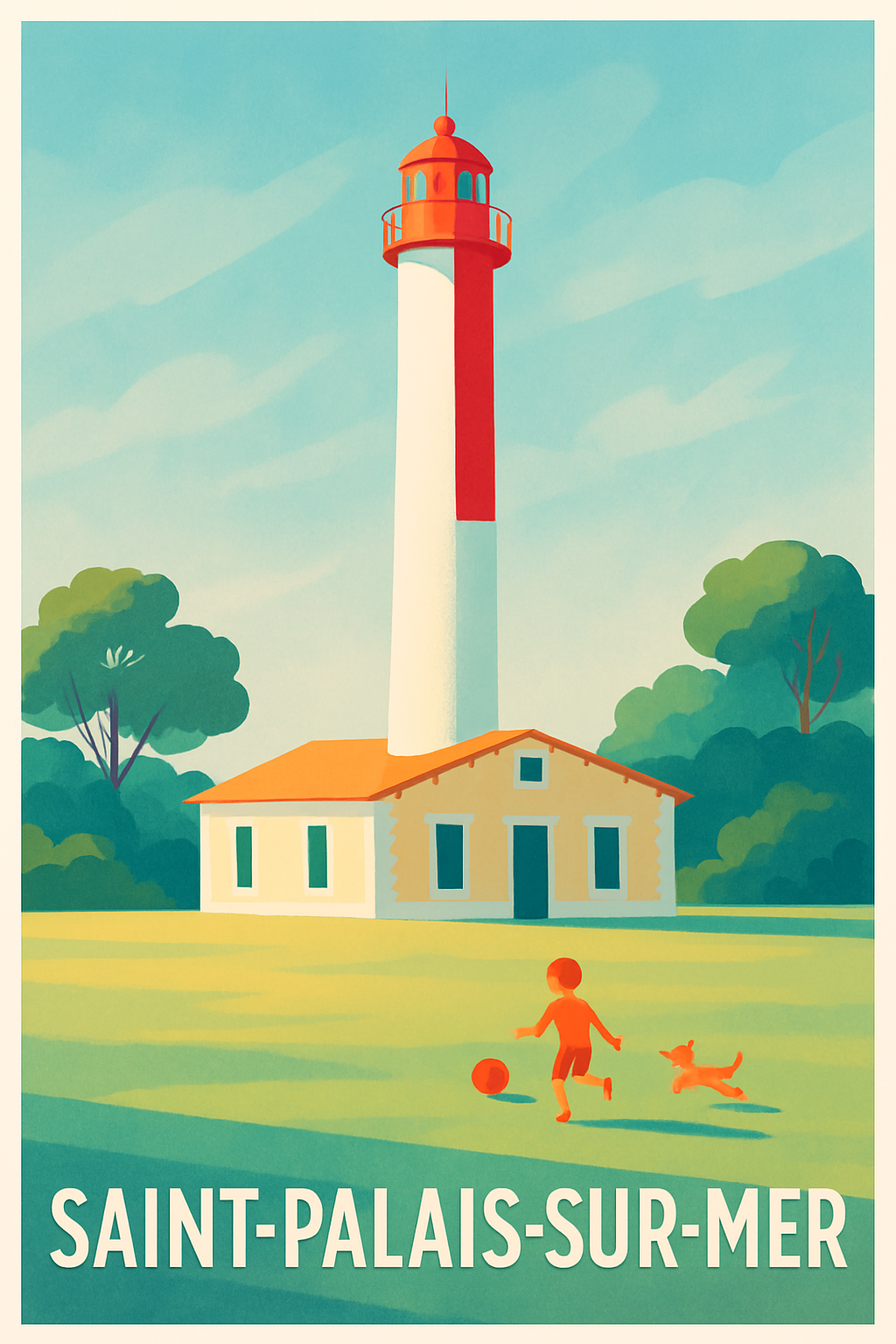 Charente-Maritime France Pas de Cadre / 20 × 30cm Affiche de Saint-Palais-sur-Mer - Charme et lumière du phare emblématique
