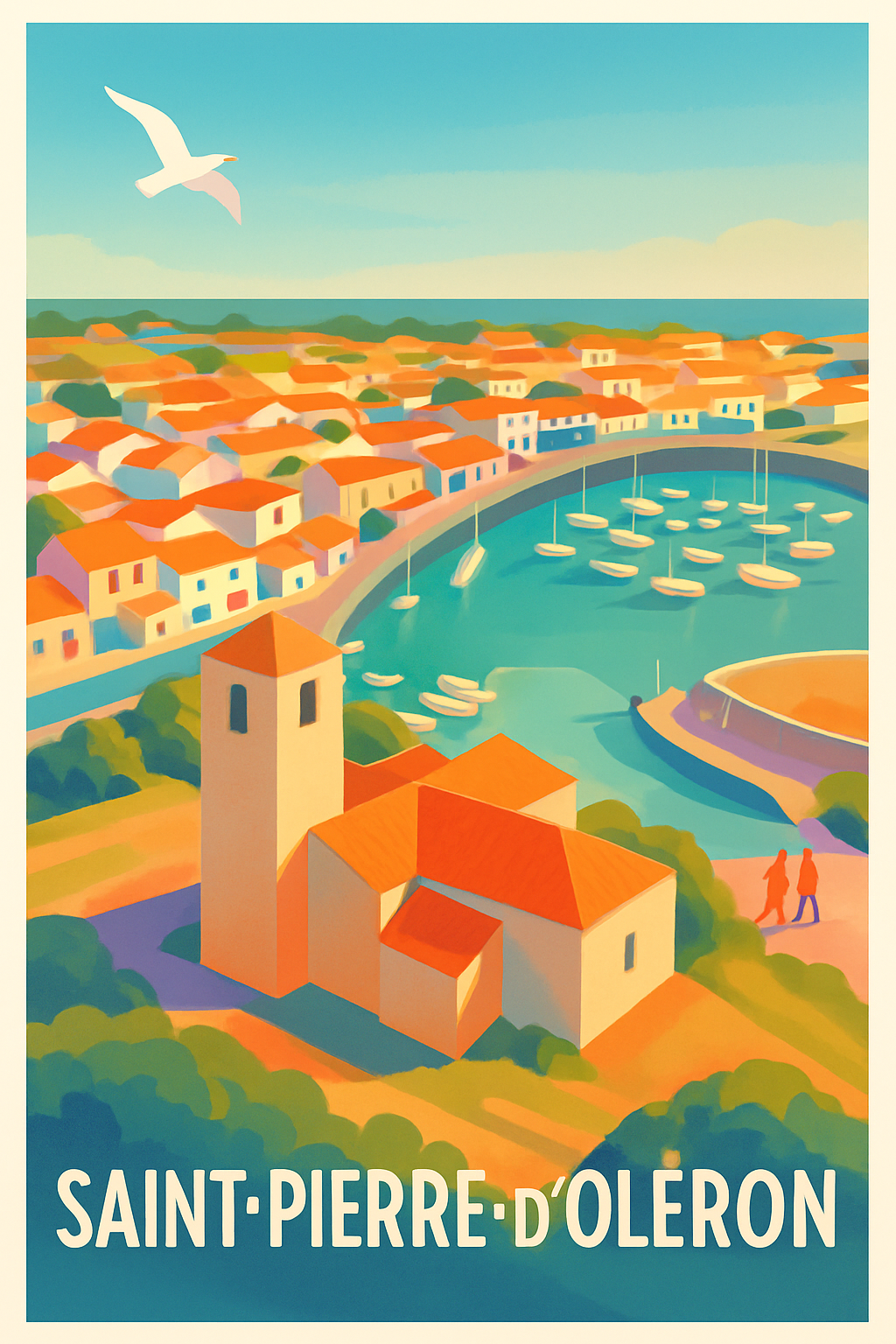 Charente-Maritime France Pas de Cadre / 20 × 30cm Affiche de Saint-Pierre-d'Oléron - Charme et sérénité insulaire