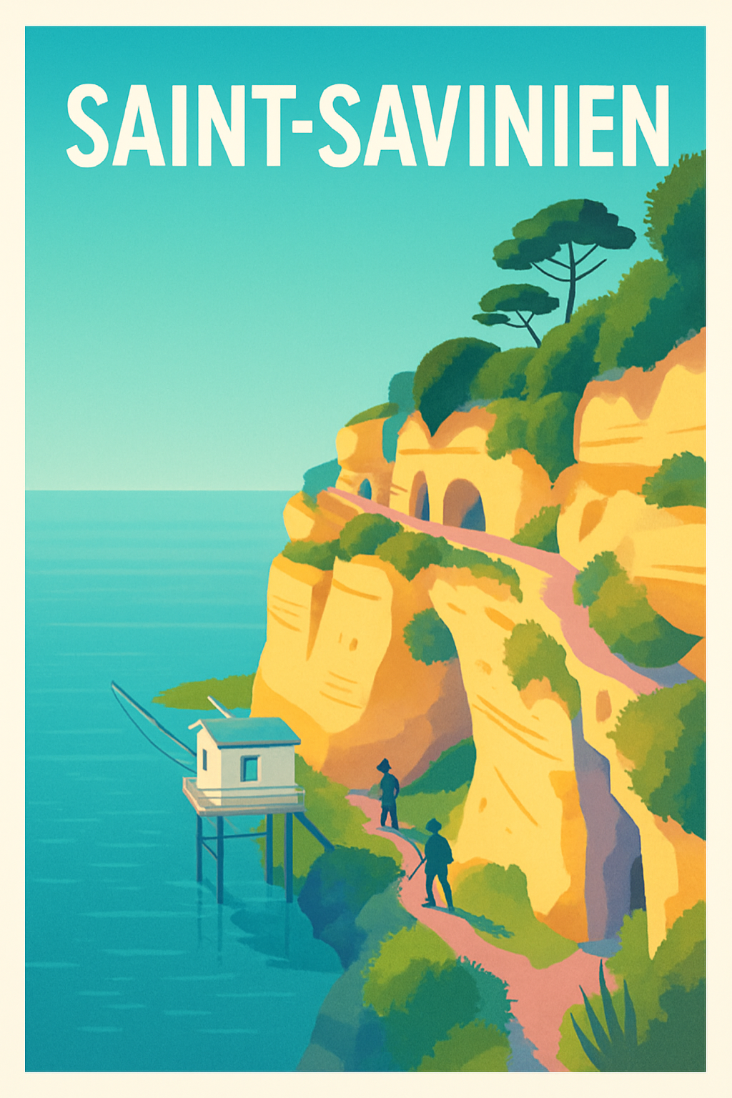 Charente-Maritime France Pas de Cadre / 20 × 30cm Affiche de Saint-Savinien - Charme côtier et falaises dorées