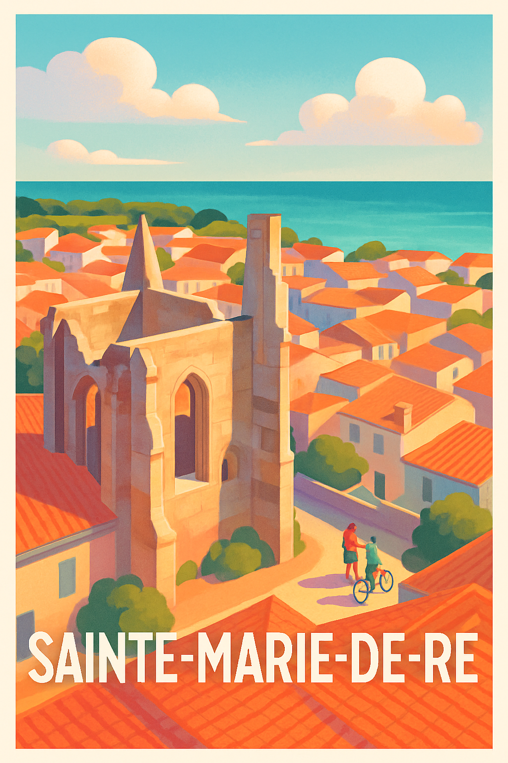 Charente-Maritime France Pas de Cadre / 20 × 30cm Affiche de Sainte-Marie-de-Ré - L'élégance intemporelle de l'île