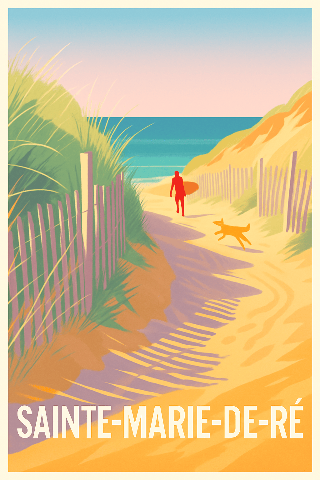 Charente-Maritime France Pas de Cadre / 20 × 30cm Affiche de Sainte-Marie-de-Ré - L'évasion balnéaire au coeur de l'île