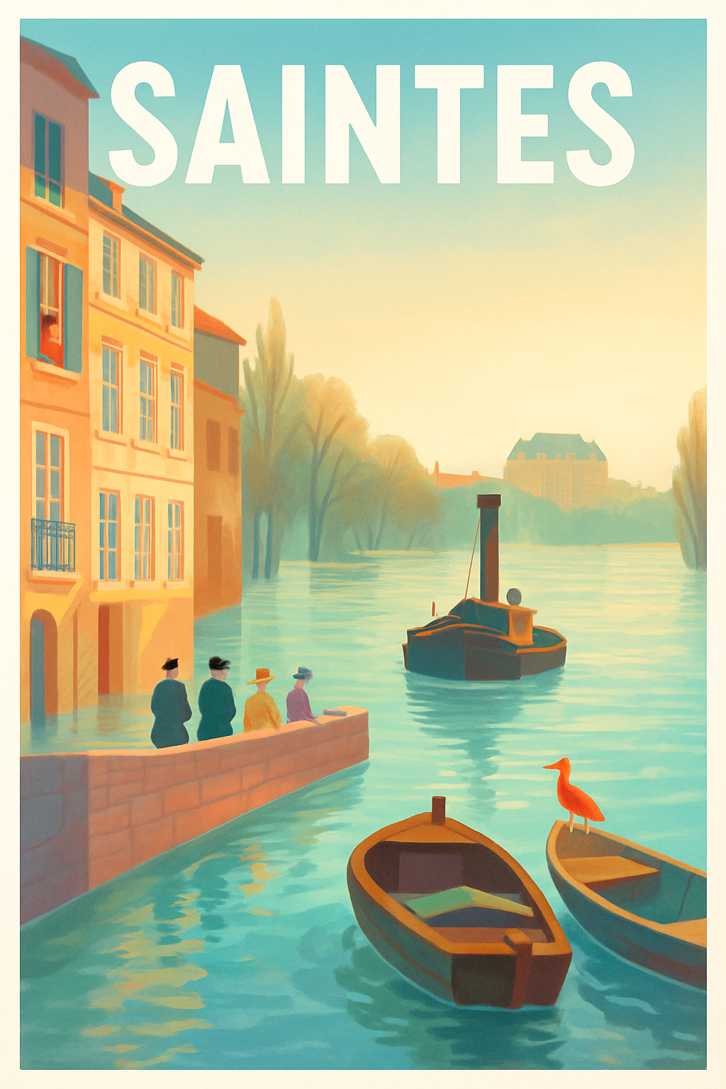 Affiche Saintes — Charme envoûtant au fil de l'eau · poster d'art de Saintes
