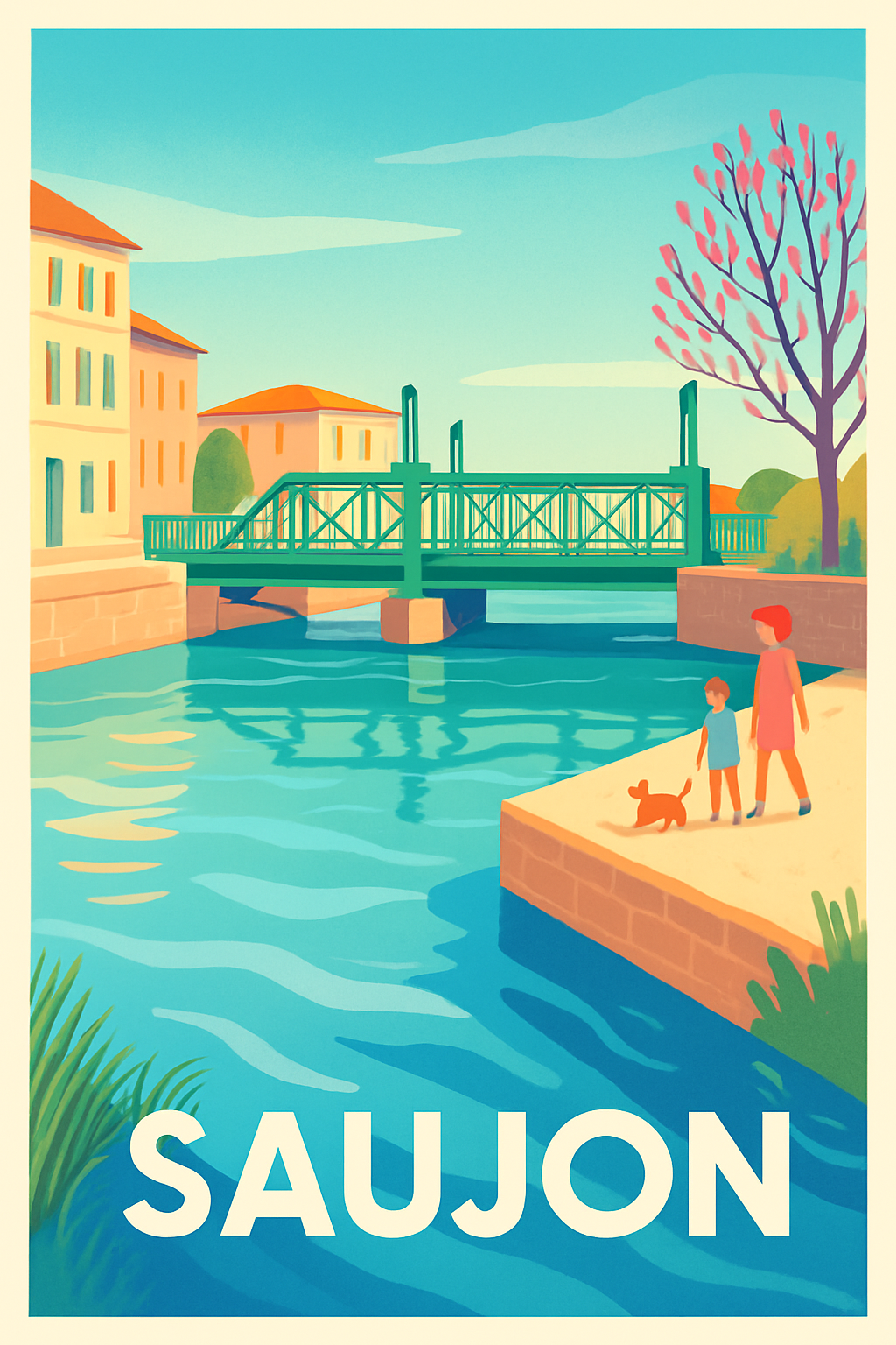 Charente-Maritime France Pas de Cadre / 20 × 30cm Affiche de Saujon - Charme bucolique au fil de l'eau