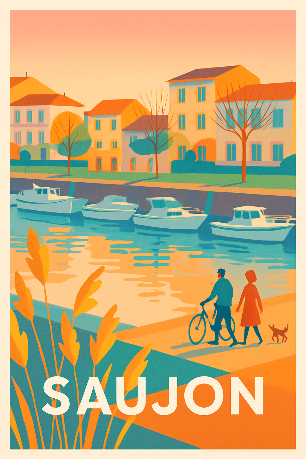 Charente-Maritime France Pas de Cadre / 20 × 30cm Affiche de Saujon - Douceur et balade au fil de l'eau