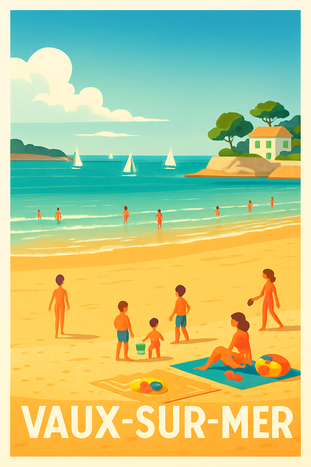 Charente-Maritime France Pas de Cadre / 20 × 30cm Affiche de Vaux-sur-Mer - Plage et douceur d'été
